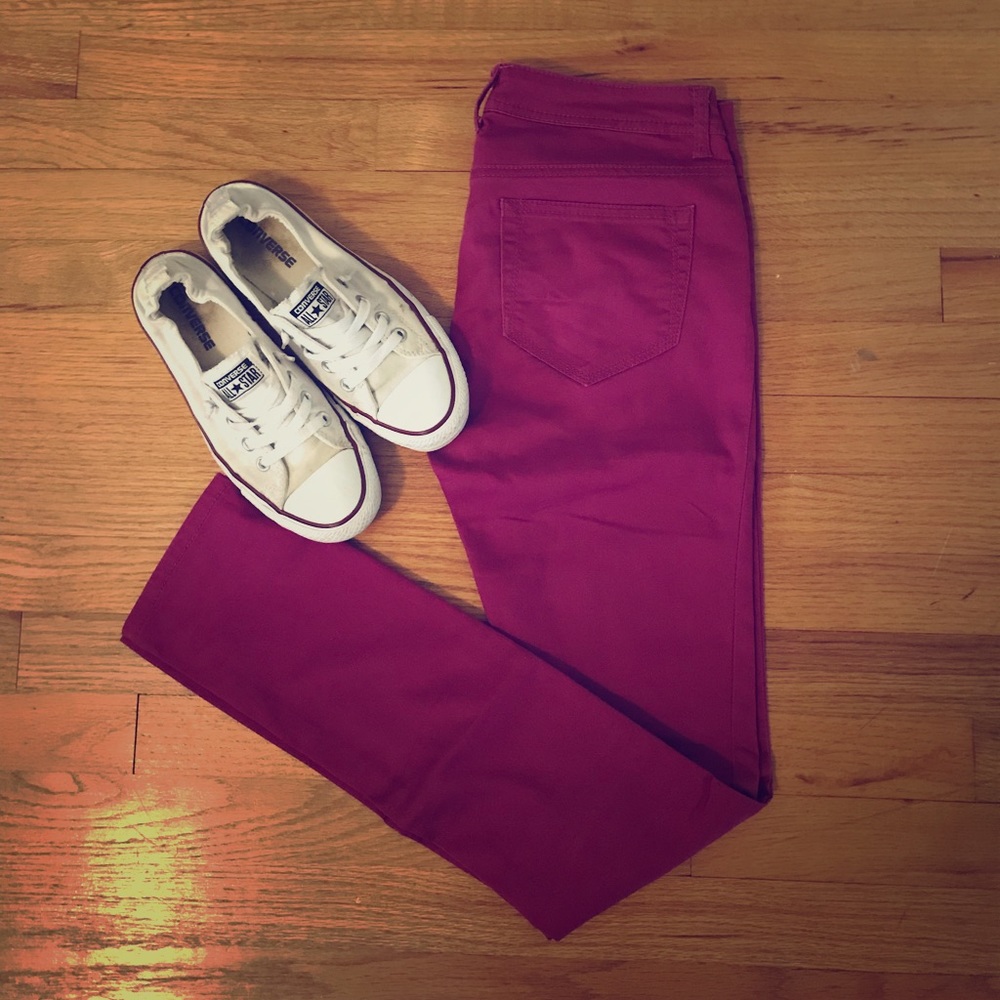 Jewel-tone magenta skinny jean